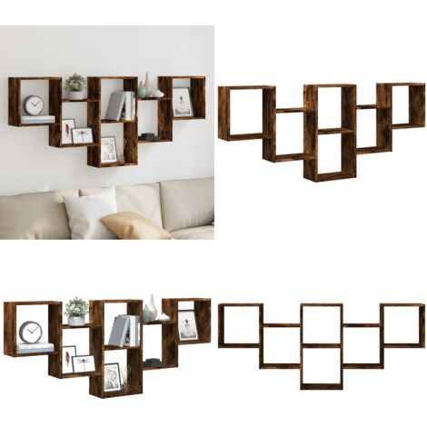 Estantería de pared madera ingeniería roble ahumado 159x18x66cm - Estantería de madera - Estantería de roble