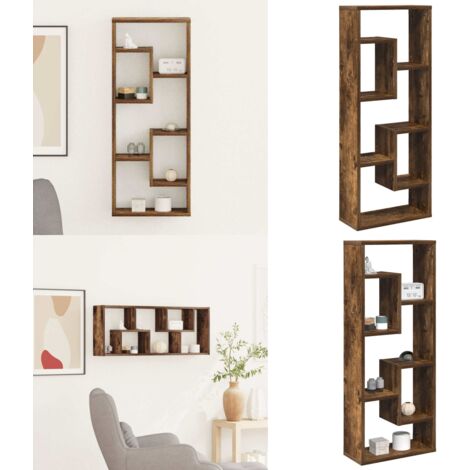 Estantería de pared madera ingeniería roble ahumado 36x16x90 cm - Estantería de madera - Estantería colgante