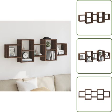 Estantería de pared marrón roble - vidaXL Estantería de pared madera ingeniería marrón roble 129x18x42 cm -
