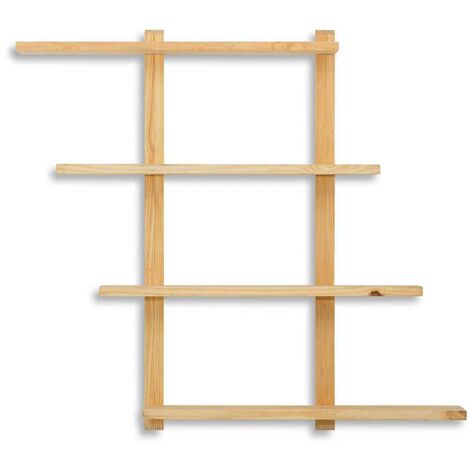 Estantería de Pared multiples posiciones ECO-LINE 80x19x127cm madera de pino acabado envejecido Box Furniture