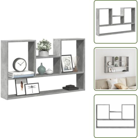 Estantería de pared para casa - vidaXL Estantería de pared madera ingeniería gris hormigón 99x15x60 cm - Estantería de pared con madera de ingeniería