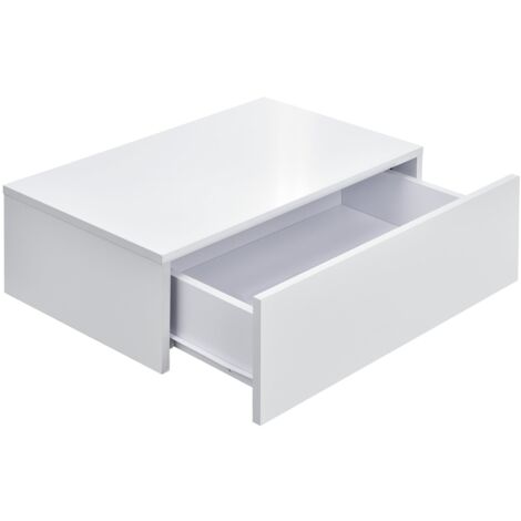 Estantería de pared para dormitorio con 1 cajón lacado 46 cm blanco 030001798