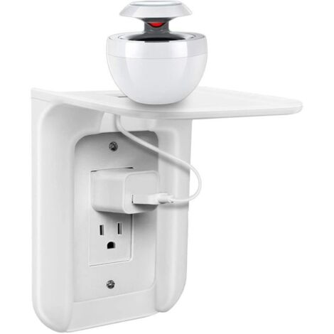 Estantería de pared para enchufes con gestión de cables y amplio espacio para tomas de corriente - Ideal para el baño - Soporte para cargar teléfonos móviles - Blanco