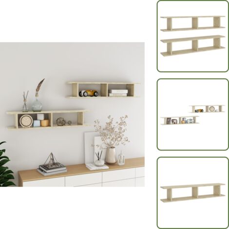 Estantería de pared Sonoma - vidaXL Estantes de pared 2 uds contrachapado roble Sonoma 105x18x20 cm - Estantería de pared contrachapada