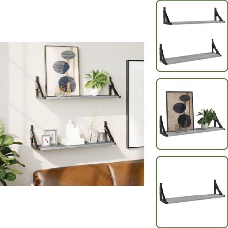 Estantería de pared Sonoma - vidaXL Estantes de pared 2 unidades gris Sonoma 60x15x15,5 cm - Estantería de pared para casa