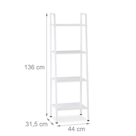 Estantería de pie planta salón 4 pisos 136 cm blanco 1300012023