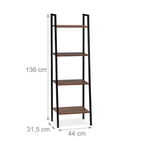 Estantería de pie planta salón 4 pisos 136 cm marrón y negro 1300012022