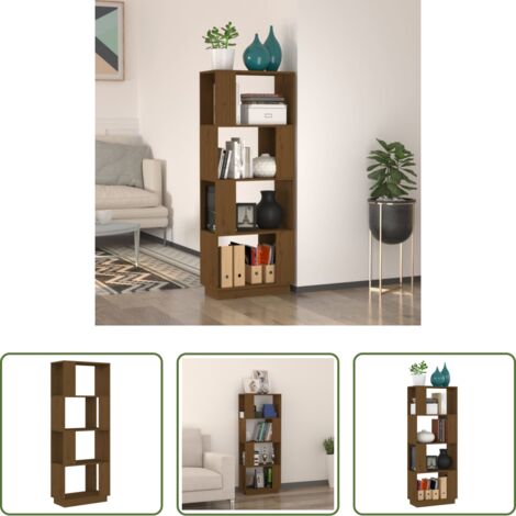 Estantería de pino -  Estantería/divisor espacios madera pino marrón miel 51x25x132cm