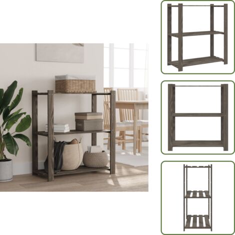 Estantería de pino - vidaXL Estantería de 3 niveles madera maciza pino gris 80x38x90 cm - Estantería para taller