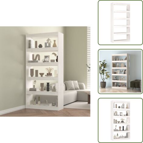 Estantería de pino - vidaXL Estantería/divisor de espacios madera pino blanco 80x30x167,4cm - Separador de ambientes