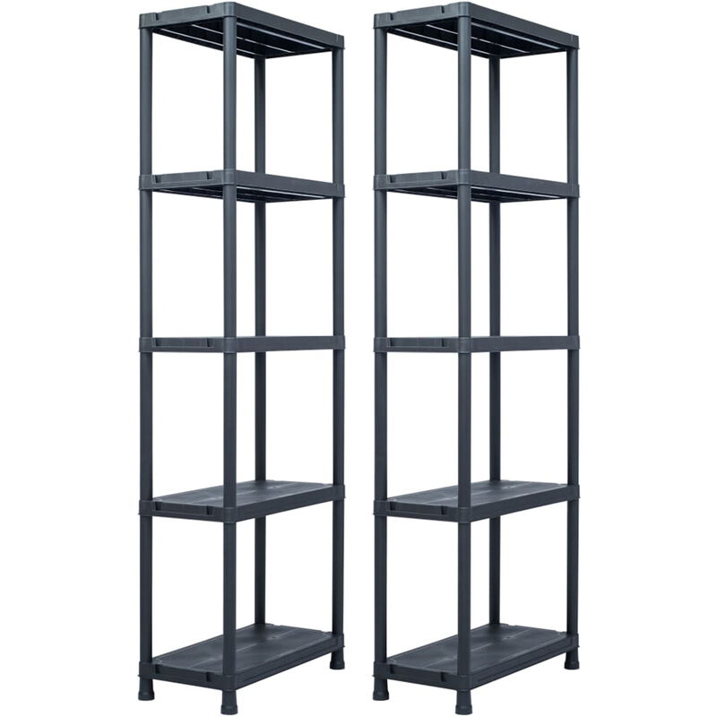 

Estanteria de plastico 2 unidades 125 kg 60x30x180 cm negro