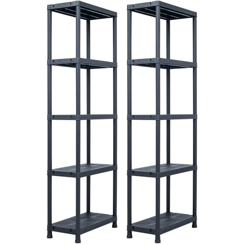 

Estantería de plástico 2 unidades 125 kg 60x30x180 cm negro