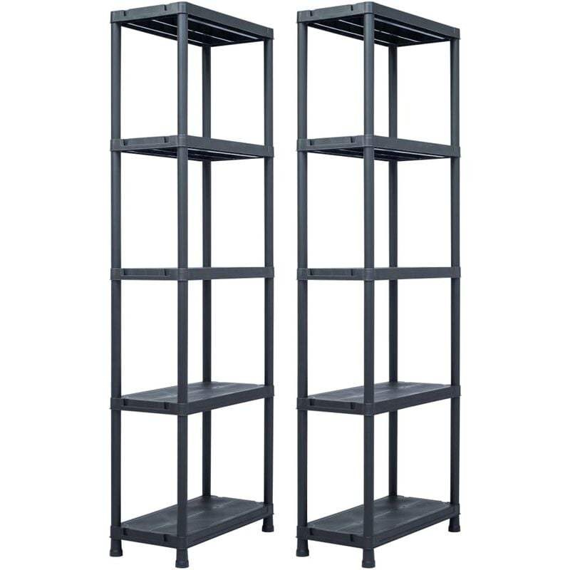 

vidaXL Estantería de plástico 2 unidades 125 kg 60x30x180 cm negro - Negro