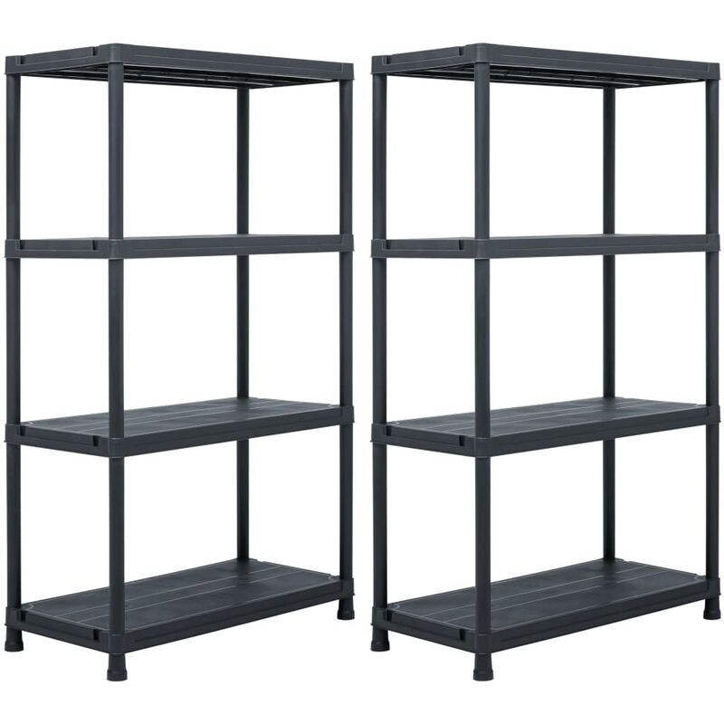 

Estantería de plástico 2 unidades 200 kg 80x40x138 cm negro