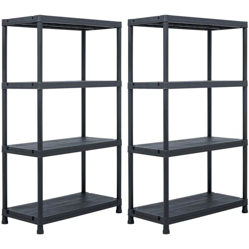 

vidaXL Estantería de plástico 2 unidades 200 kg 80x40x138 cm negro - Negro