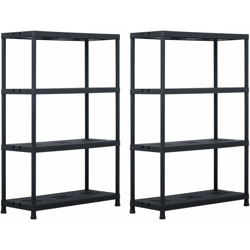 

Estantería de plástico 2 unidades 220 kg 90x40x138 cm negro