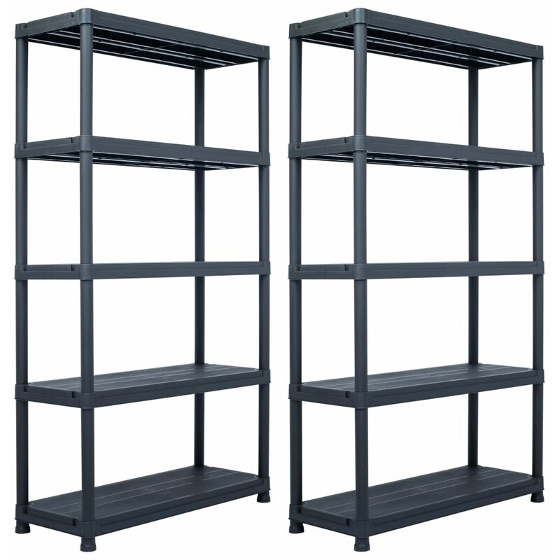 

Estantería de plástico 2 unidades 500 kg 100x40x180 cm negro