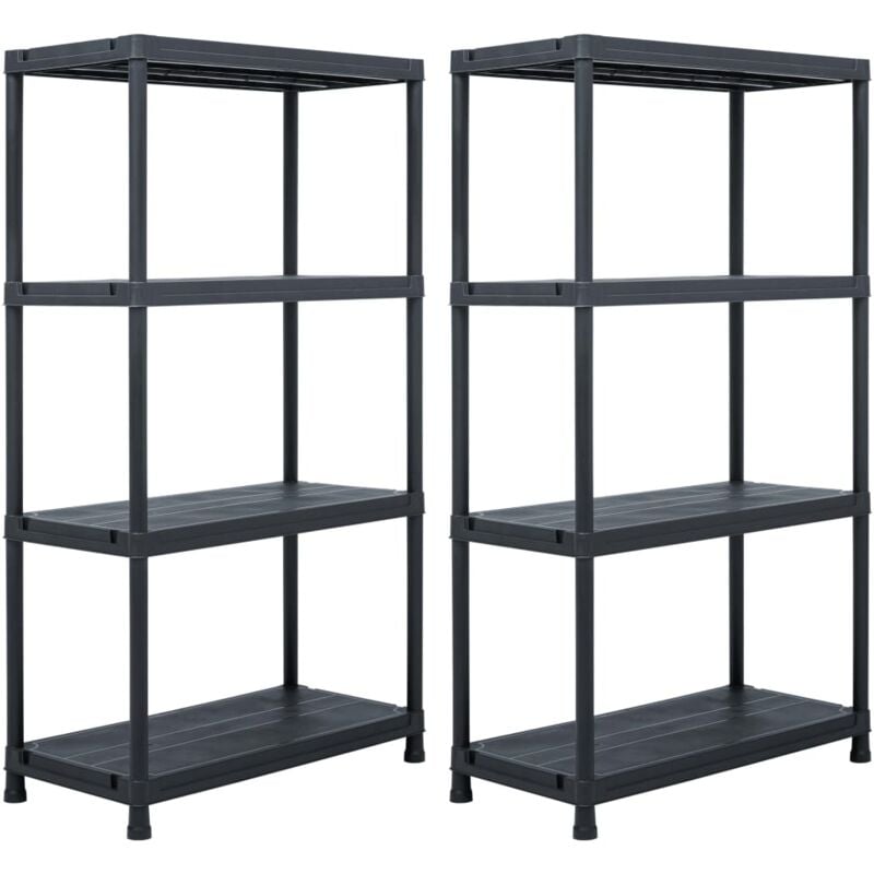 

vidaXL Estantería de plástico 2 unidades 60x30x138 cm negro - Negro