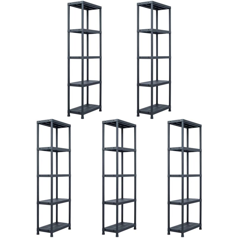 

Bh Design - Estantería de plástico 5 unidades 125 kg 60x30x180 cm negro