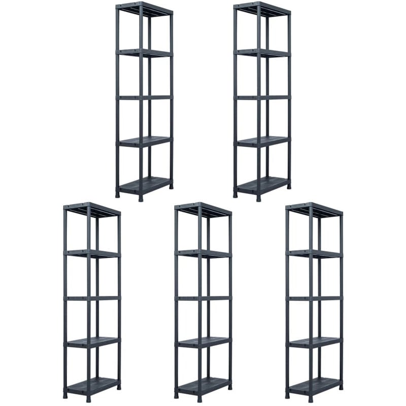 

Estanteria de plastico 5 unidades 125 kg 60x30x180 cm negro