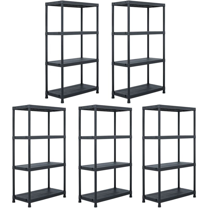 

Estantería de plástico 5 unidades 60x30x138 cm negro