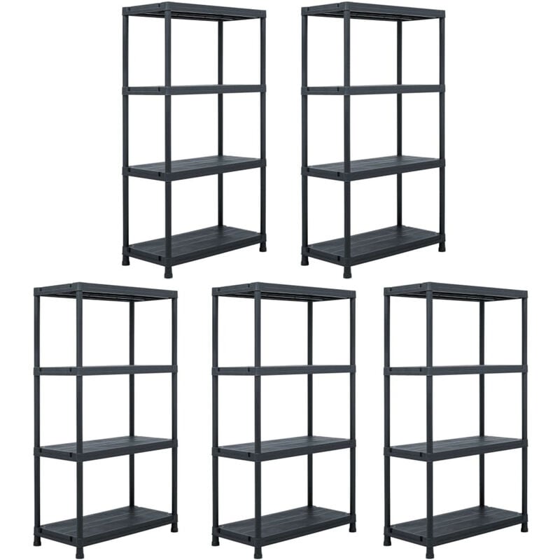 

Estanteria de plastico 5 unidades 60x30x138 cm negro