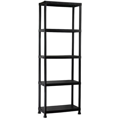 7H SEVEN HOUSE - Estantería Almacenaje, Polipropileno PP, Multiusos, Hogar, Trastero, Domitorio y Cocina, 5 Baldas, Carga Máxima 125Kg, 60x30.5x172cm (largo x ancho x alto), Color Negro - Negro