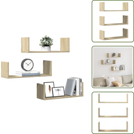 Estantería de roble Sonoma - vidaXL Estantes pared 2 uds madera ingeniería roble Sonoma 58x18x18 cm - Estantería de almacenamiento