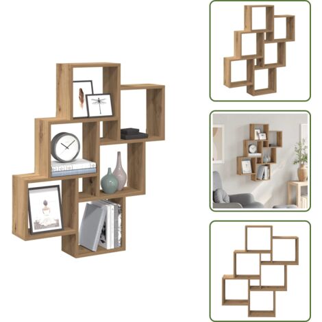 Estantería de roble - vidaXL Estante cubo pared madera ingeniería roble artisan 78x15x93 cm - Estantería de almacenamiento