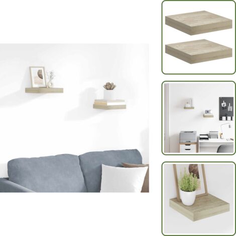 Estantería de roble - vidaXL Estantes flotantes de pared 2 uds MDF roble 23x23,5x3,8 cm - Estantería de madera nido de abeja