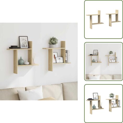 Estantería de roble - vidaXL Estantes pared 2 uds madera ingeniería roble Sonoma 50x12x50 cm - Estantería de almacenamiento