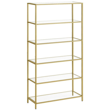 Estantería de vidrio de 6 niveles estantería de almacenamiento de vidrio templado fácil de montar para baño sala de estar dormitorio oficina 120005758