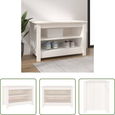 Estantería de zapatos -  Banco zapatero madera de pino maciza blanco 70x38x45,5 cm