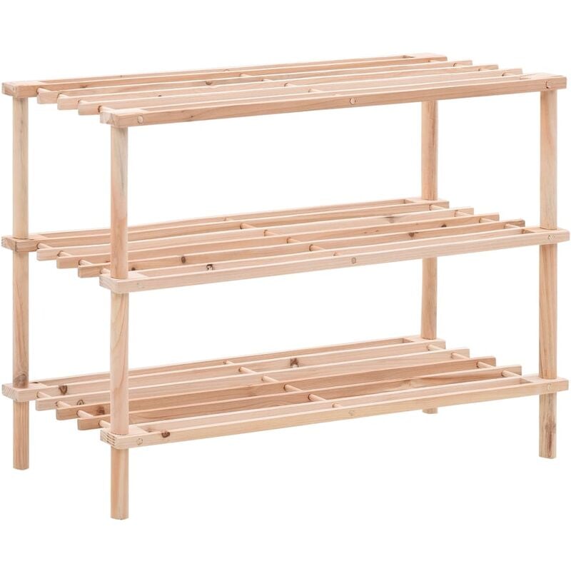 

vidaXL Estantería de zapatos con 3 niveles madera de abeto maciza - Beige