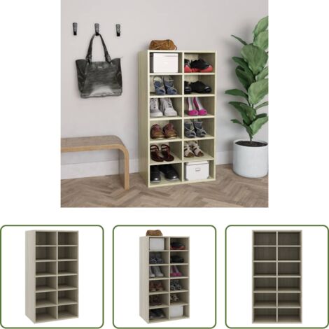 Estantería de zapatos -  Mueble zapatero de madera contrachapada Sonoma 54x34x100,5 cm