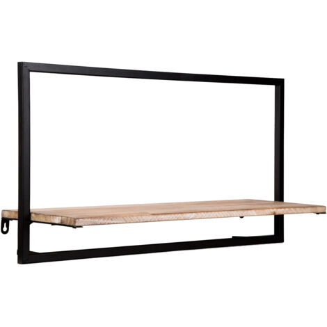 Estantería Decorativa de Pared en Madera y Metal Pärumm Lick 65x23x35 cm 1 Balda Diseño Vertical Industrial