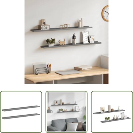 Estantería decorativa -  Estantes de pared 2 unidades gris 100x9x3 cm