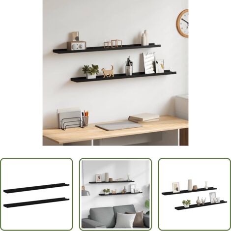 Estantería decorativa -  Estantes de pared 2 unidades negro 100x9x3 cm