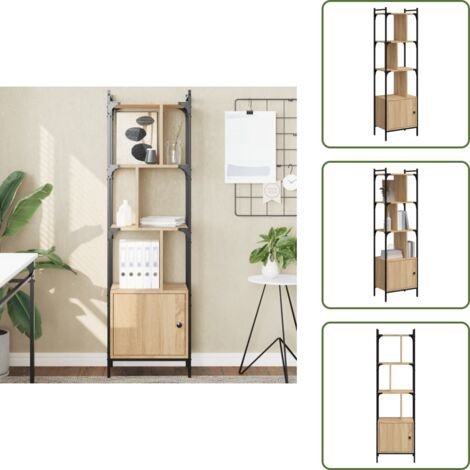 Estantería decorativa - vidaXL Estantería con puerta madera roble Sonoma 44,5x30x154,5 cm - Estantería para libros