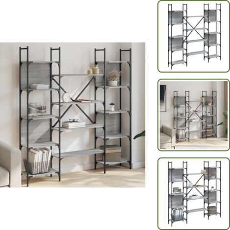 Estantería decorativa - vidaXL Estantería de madera ingeniería gris Sonoma 155,5x24x166,5 cm - Estantería de libros