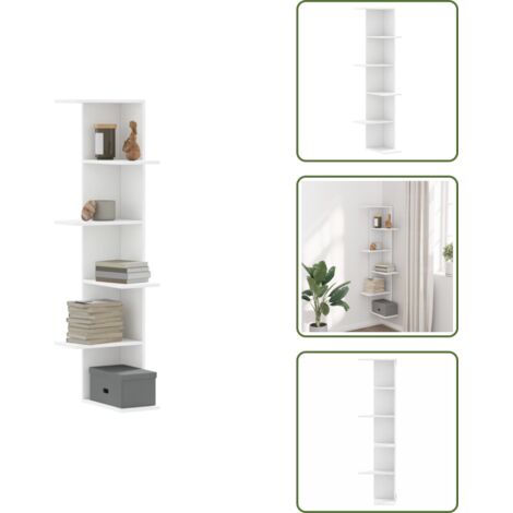Estantería decorativa - vidaXL Estantería de pared de esquina madera blanca 36,5x36,5x140 cm - Estantería de almacenamiento