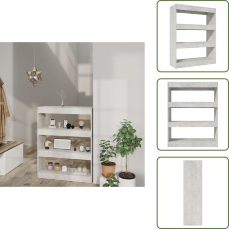 Estantería decorativa - vidaXL Estantería madera contrachapada gris hormigón 80x30x103 cm - Estantería para libros