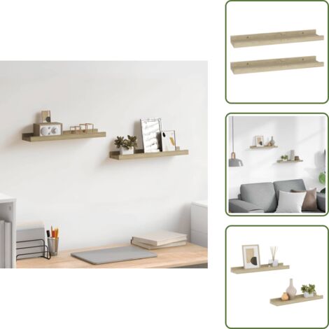 Estantería decorativa - vidaXL Estantes de pared 2 unidades roble Sonoma 40x9x3 cm - Estantería interior