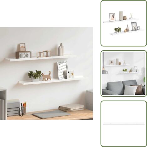 Estantería decorativa - vidaXL Repisa para marcos de fotos 2 uds MDF blanco 80x9x3 cm - Muebles decorativos