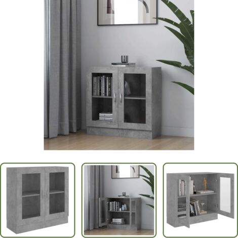 Estantería decorativa -  Vitrina de madera contrachapada gris hormigón 82,5x30,5x80 cm