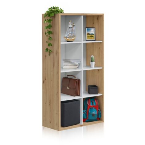 Estantería Dess Blanco Artik (Blanco Mate) - Roble Nodi (ancho) x 137cm (alto)