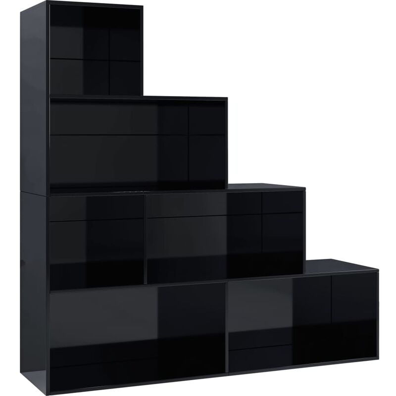 

vidaXL Estantería/Divisor de Espacios Aglomerado 155x24x160cm Negro Brillo - Negro
