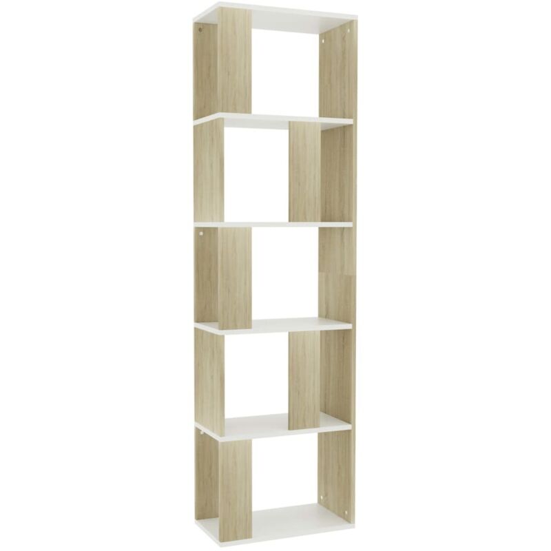 

vidaXL Estantería/Divisor de Espacios Aglomerado Blanco y Sonoma - Multicolor