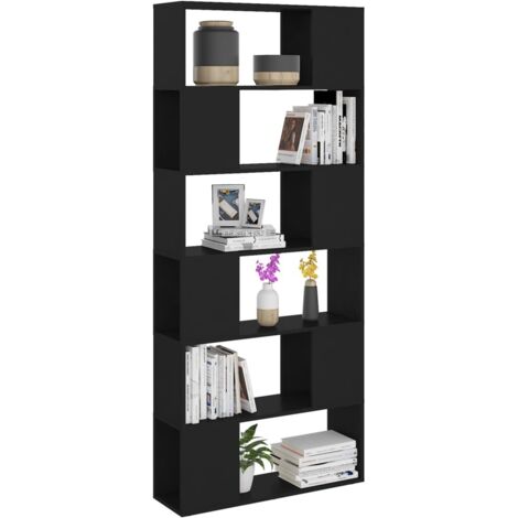 Estantería divisor de espacios aglomerado negro 80x24x186 cm