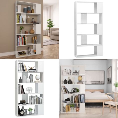 Estantería/divisor de espacios blanco brillante 80x24x159 cm - Estantería decorativa - Estantería de madera